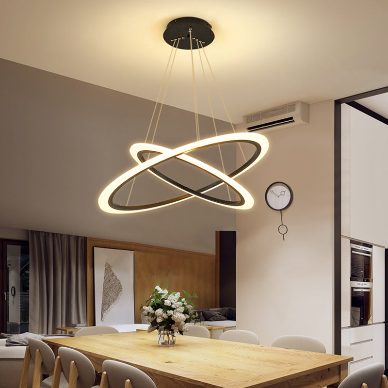 Contemporary Gold Led Ring Pendant Chandelier With Acrylic Lights In White/Warm Light