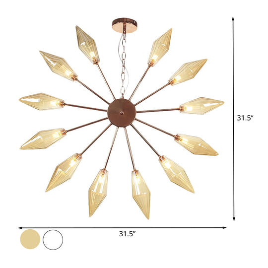 Lustre industriel moderne Sputnik avec verre ambré/transparent - 6/9/12 lumières - Finitions noir/cuivre/chrome