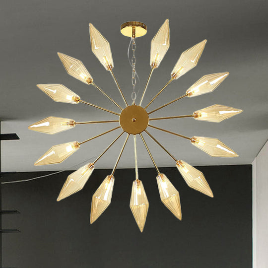 Lustre industriel moderne Sputnik avec verre ambré/transparent - 6/9/12 lumières - Finitions noir/cuivre/chrome