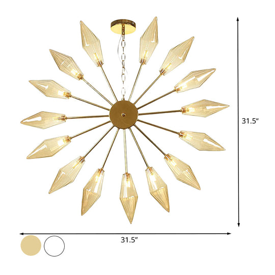 Lustre industriel moderne Sputnik avec verre ambré/transparent - 6/9/12 lumières - Finitions noir/cuivre/chrome