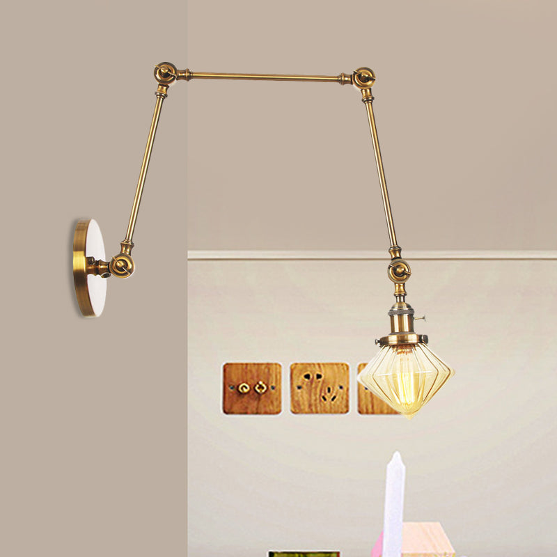 Vintage Wall Mounted Dining Room Sconce Light 1-Light With Glass Shade Adjustable Arm -