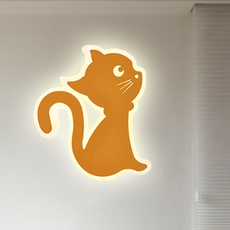 Sleek Metal Kitten Wall Light - Vibrant Macaron Colors For Bedroom Or Kindergarten