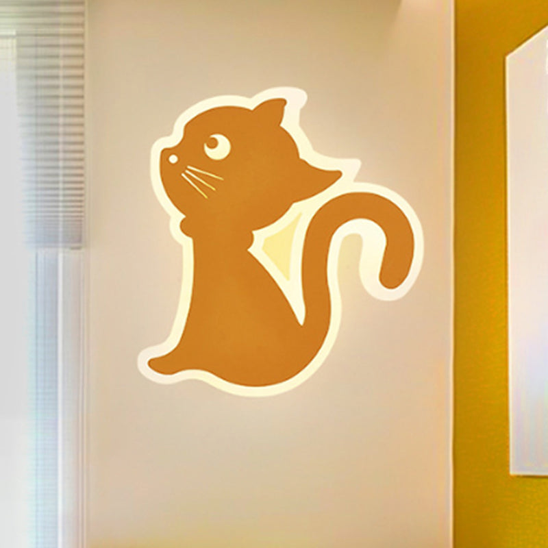 Sleek Metal Kitten Wall Light - Vibrant Macaron Colors For Bedroom Or Kindergarten