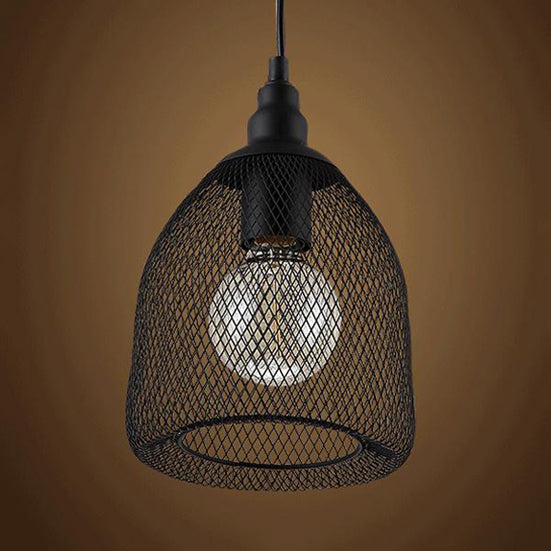Bell Metal Pendant Light - Industrial Single-Bulb Ceiling Fixture In Black/White/Copper For Dining