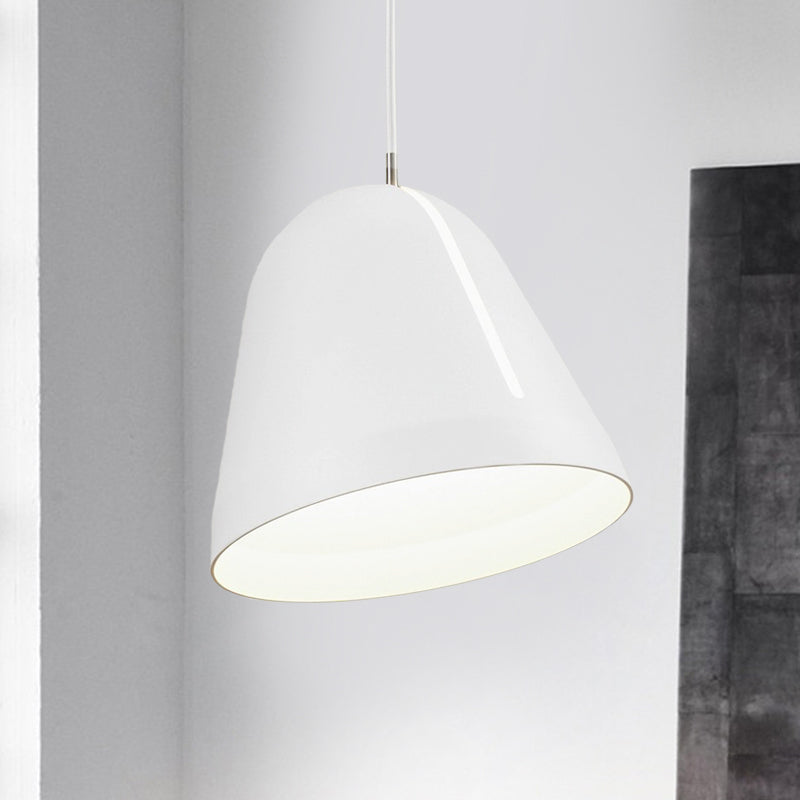 Modern 1-Head Ceiling Light With White Aluminum Dome Shade