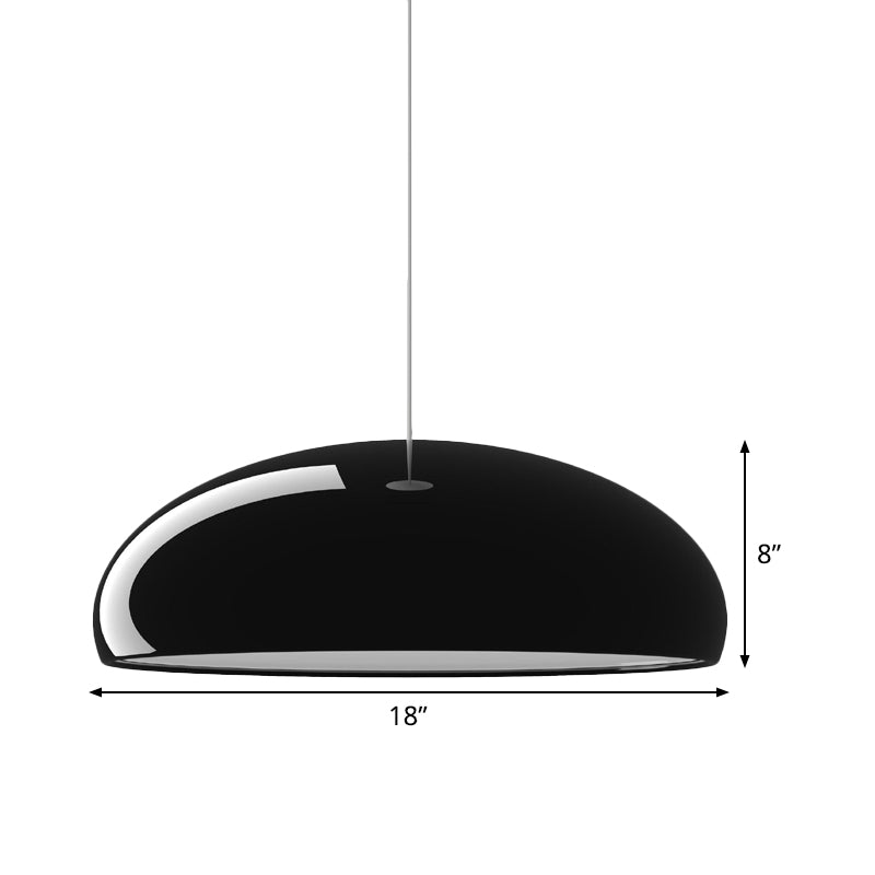 Minimalist 1-Light Aluminum Bowl Pendant With Black Finish Ceiling Hanging Fixture