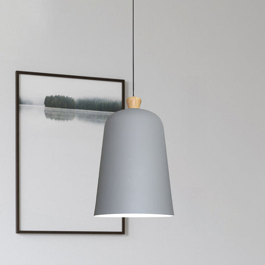 Modern Bell Pendant Lamp With Pink/Grey/Black Design For Dining Room Ceiling Lighting Grey