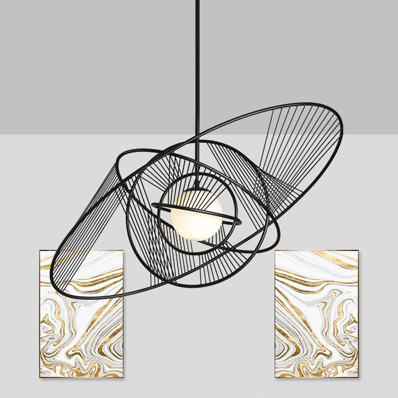 Contemporary Black Iron Suspension Light - 1-Light Living Room Hanging Lamp Kit