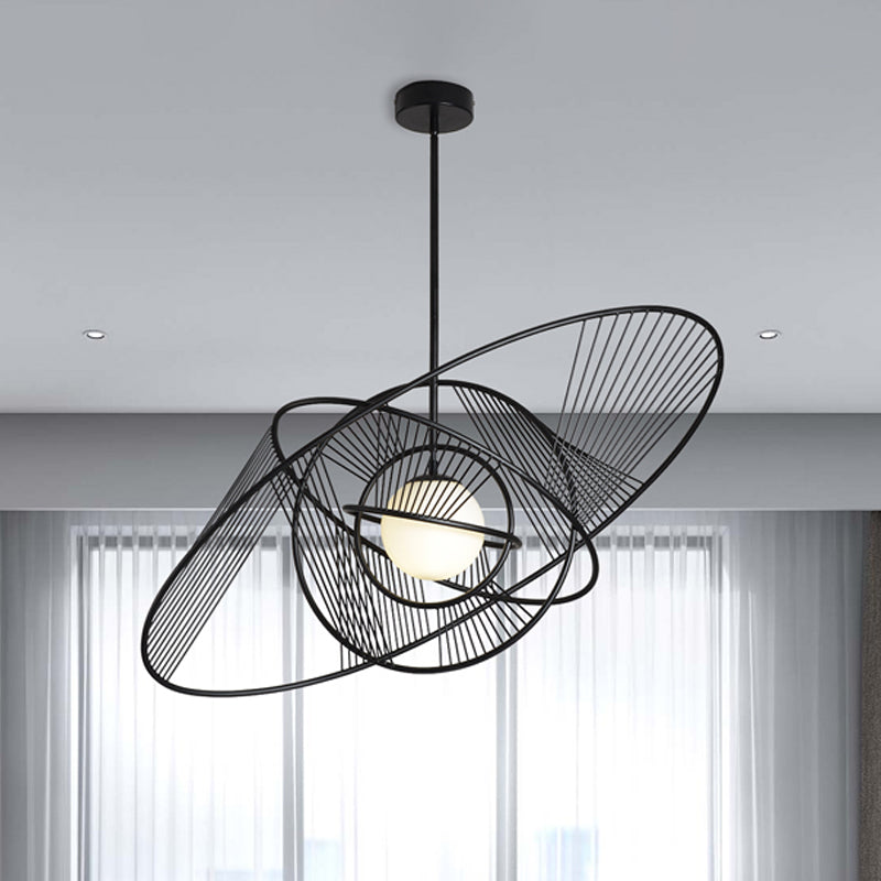 Modern Black Iron Hanging Lamp Kit For Living Room With 1 Light