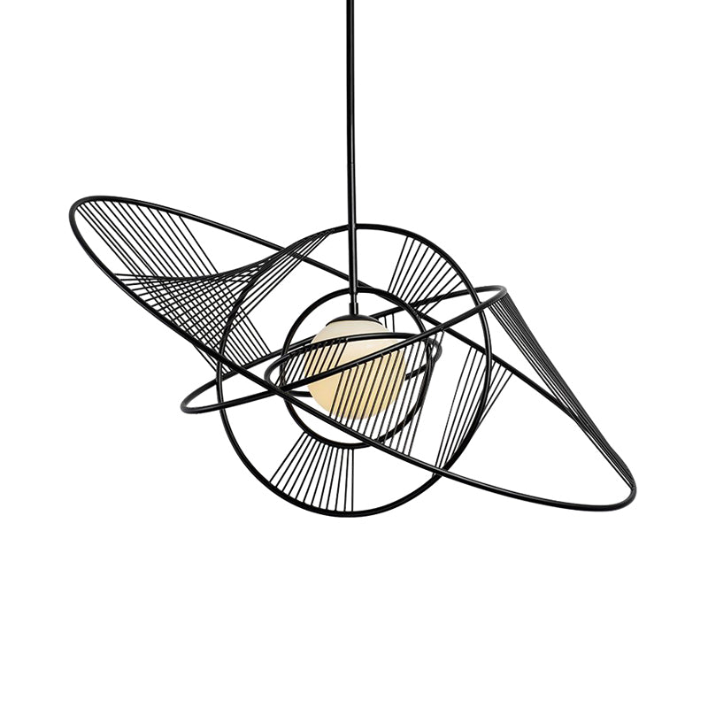 Modern Black Iron Hanging Lamp Kit For Living Room With 1 Light