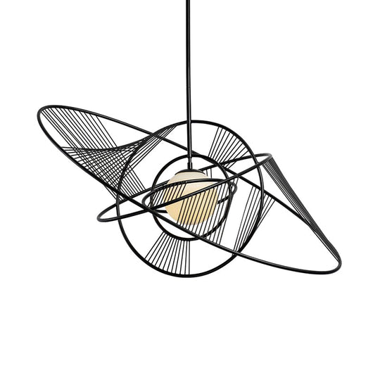 Modern Black Iron Hanging Lamp Kit For Living Room With 1 Light
