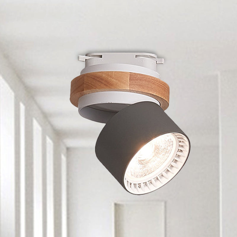 Adjustable Led Grey/Green/White Flush Mount: Modern Metallic Cylindrical Lighting In Macaron Style