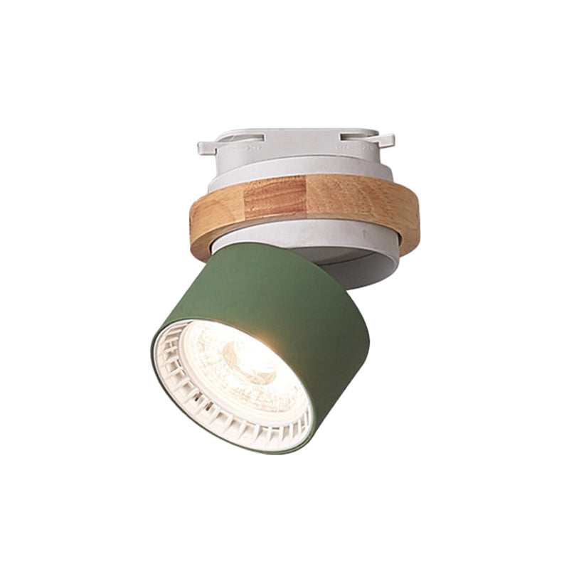 Adjustable Led Grey/Green/White Flush Mount: Modern Metallic Cylindrical Lighting In Macaron Style