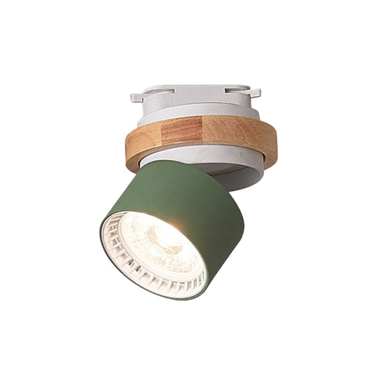 Adjustable Led Grey/Green/White Flush Mount: Modern Metallic Cylindrical Lighting In Macaron Style