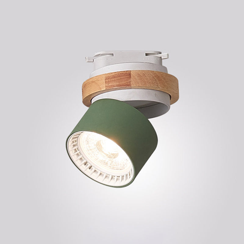 Adjustable Led Grey/Green/White Flush Mount: Modern Metallic Cylindrical Lighting In Macaron Style