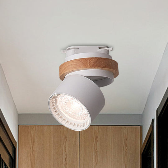 Adjustable Led Grey/Green/White Flush Mount: Modern Metallic Cylindrical Lighting In Macaron Style