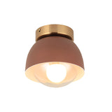 Modern Iron Dome Flush Mount Ceiling Lamp With 1 Head Lighting - Coffee Shade