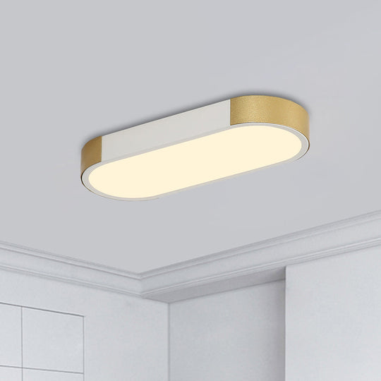 Modern Rectangular Corridor Led Ceiling Flush Mount - Metallic Flushmount Lighting In White/Gold Or