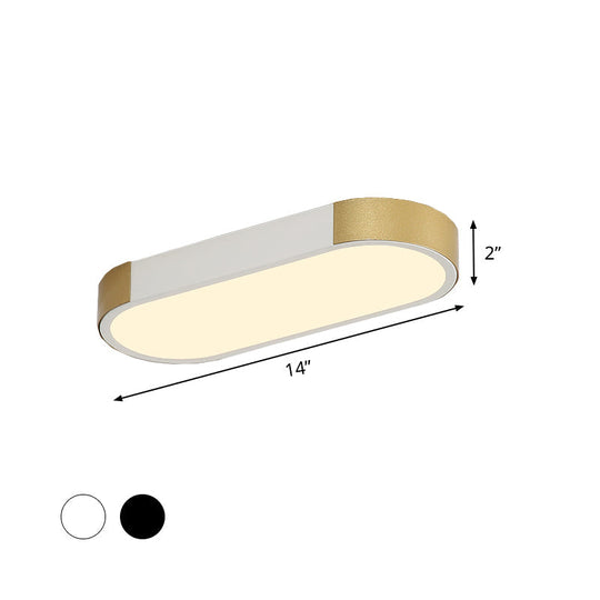 Modern Rectangular Corridor Led Ceiling Flush Mount - Metallic Flushmount Lighting In White/Gold Or