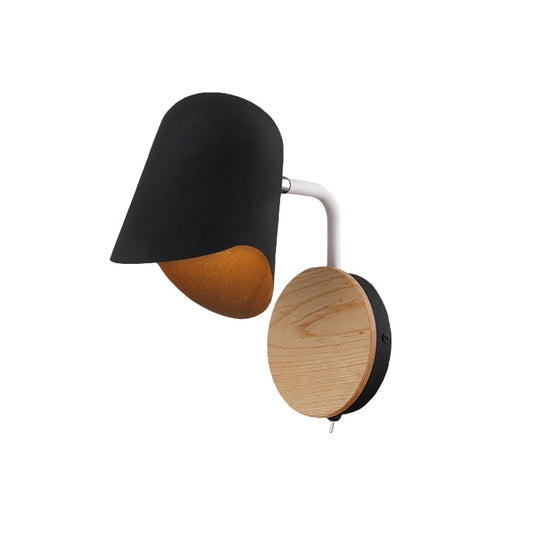 Nordic Metal Wall Sconce With Right Angle Arm And 1-Light White/Black Finish