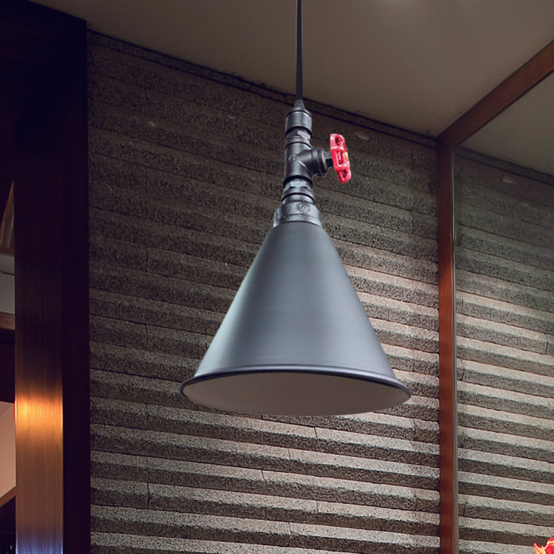 Conical Down Lighting Iron Pendant Lamp - Farmhouse Black/Silver/Gold Finish For Restaurants Silver