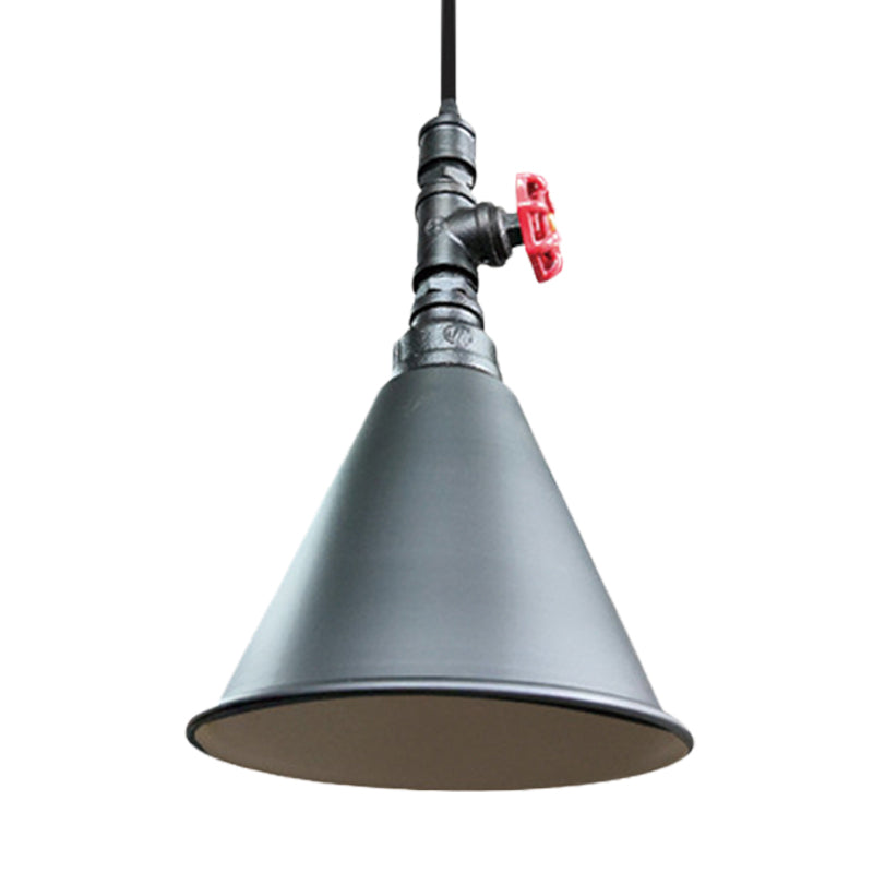 Conical Down Lighting Iron Pendant Lamp - Farmhouse Black/Silver/Gold Finish For Restaurants