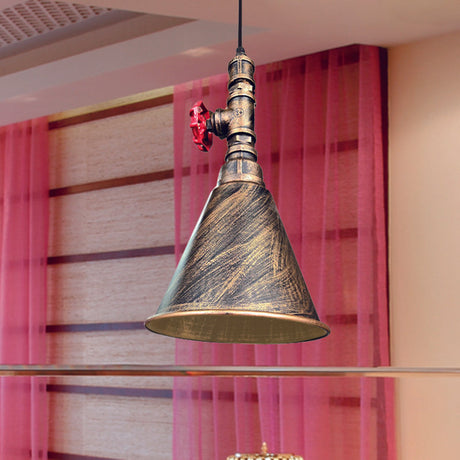 Conical Down Lighting Iron Pendant Lamp - Farmhouse Black/Silver/Gold Finish For Restaurants