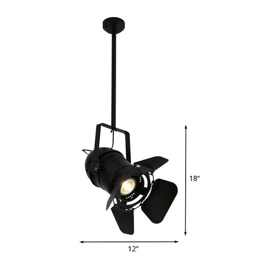 Art Deco Black Camera Shaped Hanging Pendant Lamp For Coffee House - Metallic Spotlight