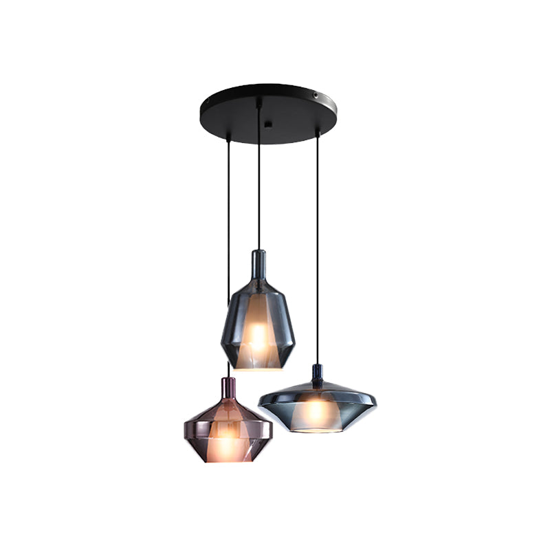 Industrial Wine Bottle Cluster Pendant Light - 3 Lights Thickened Glass Black
