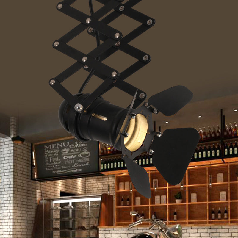 Vintage Black Metallic Spotlight Ceiling Lamp With Telescopic Rod - 1 - Head Camera Flush Mount
