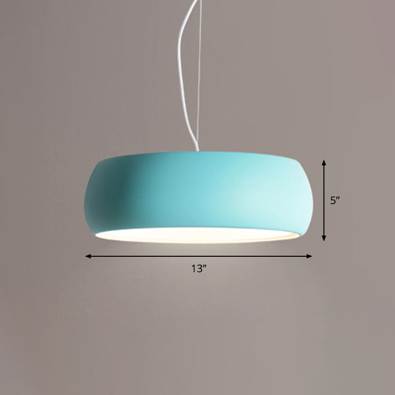 Macaron Blue Bowl Hanging Lamp Kit - 10/13/17 Wide Metal Pendant Light With Diffuser