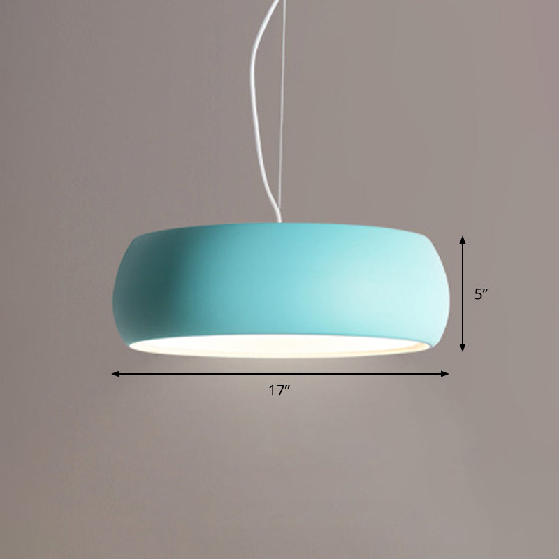 Macaron Blue Bowl Hanging Lamp Kit - 10/13/17 Wide Metal Pendant Light With Diffuser