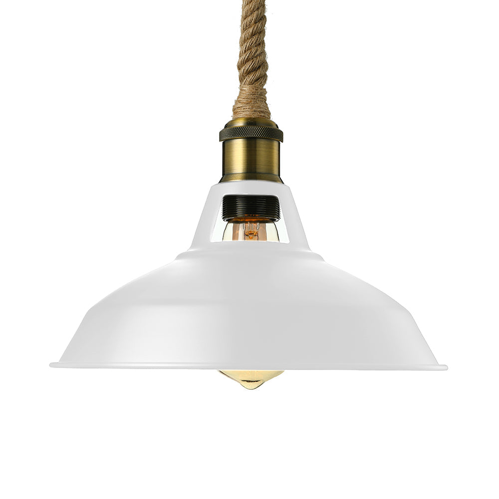 Industrial Metal Pendant Lamp: Barn-Style Shade 1 Light Black/White Ceiling Fixture With Hanging