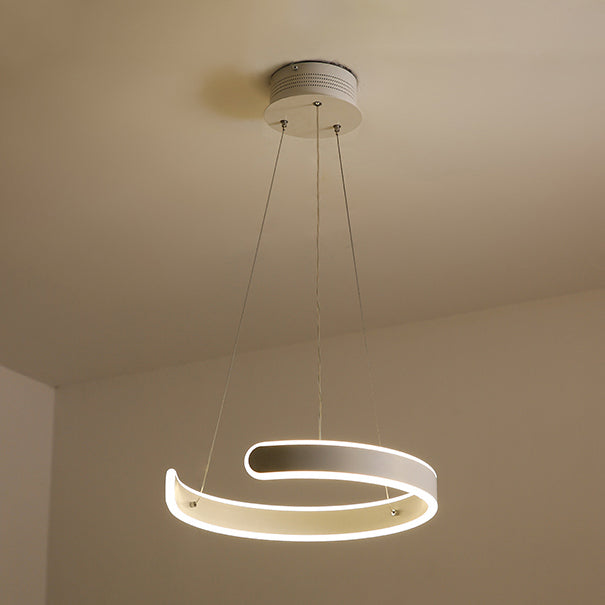 Modern Pendant Light For Dining Room - White Multi Ring Hanging Lamp With Neutral / Single