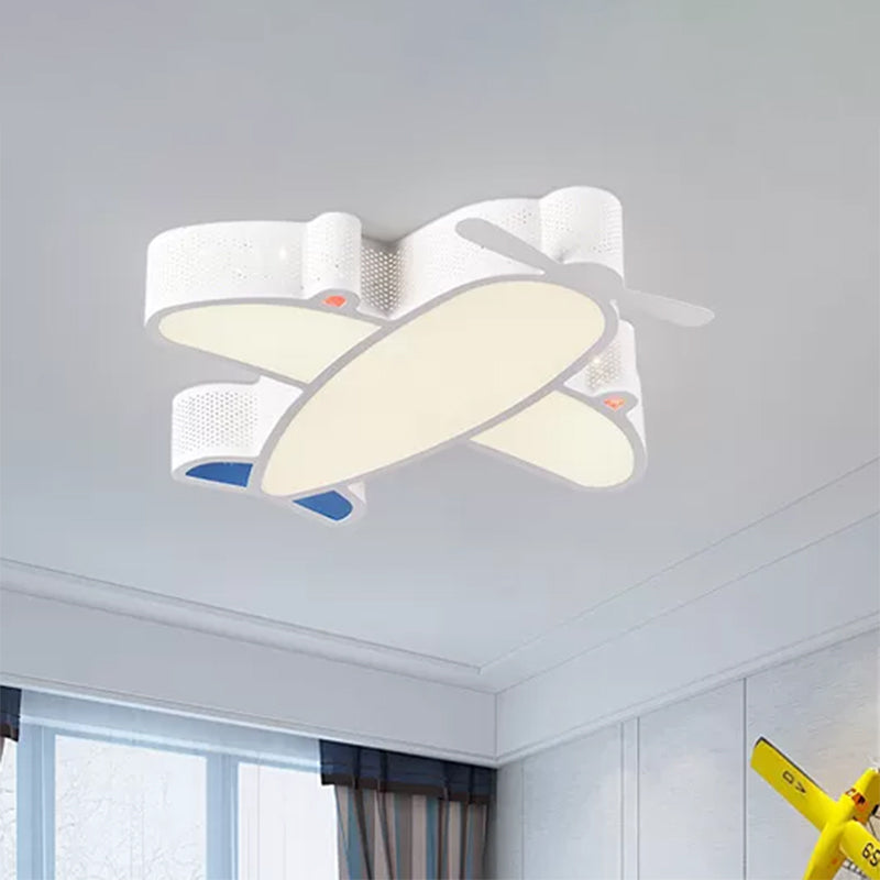 Led Cartoon Ceiling Lamp For Boys Bedroom - Acrylic And Metal Plane Flush Mount Light With