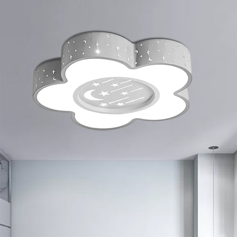 Childrens Hollow Flower Led Ceiling Mount Light With Moon And Star Cartoon Design