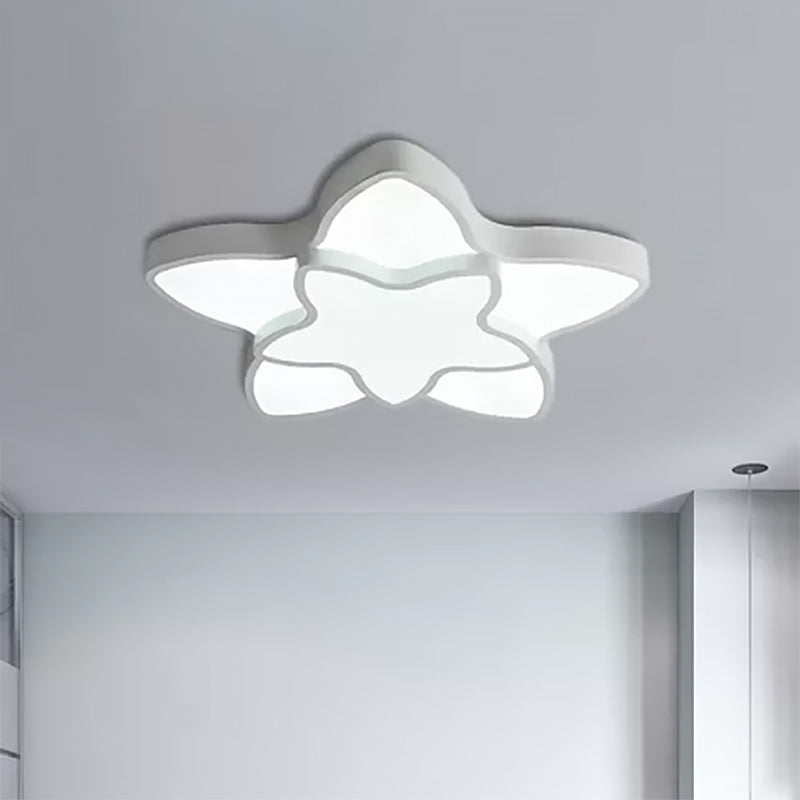 Cartoon Led Flush Mount Light: Vibrant 2-Star Acrylic Ceiling Lamp For Corridor And Kid’s Bedroom