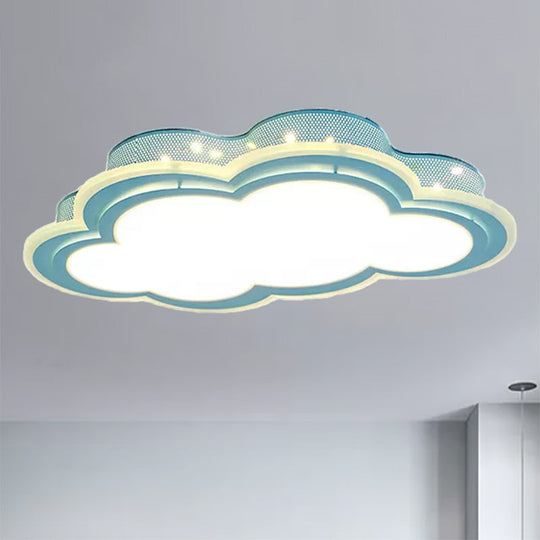 Blue Led Hollow Cloud Ceiling Lamp For Contemporary Kid’s Bedroom