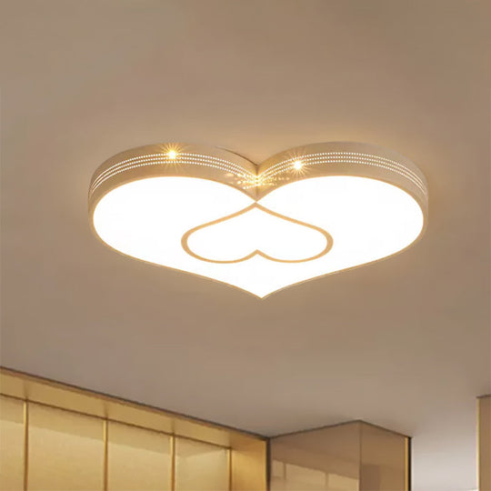 Stylish Two-Heart Led Ceiling Light: Eye-Caring Acrylic Flush Mount For Hallway