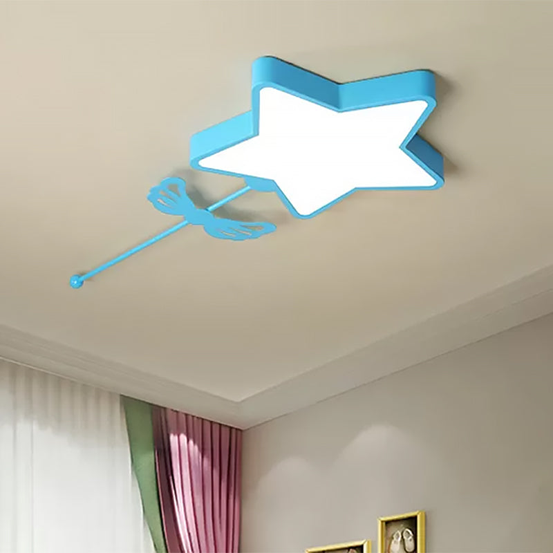 Star Acrylic Ceiling Light For Modern Kid’s Bedroom - Flush Mount Fixture