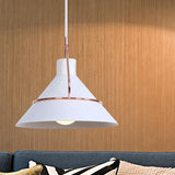 Contemporary Metal Pendant Lamp - 1 Light Minimalist Hanging Fixture For Living Room In White/Black