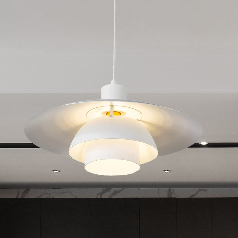 Contemporary White Metal 3-Tier Kitchen Pendant Lamp With 1 Light