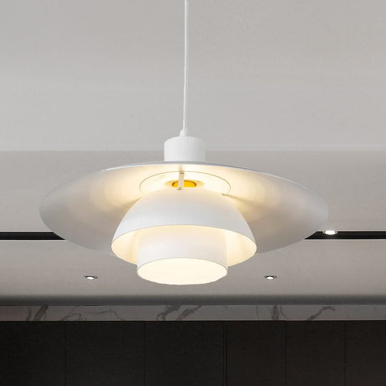 Contemporary White Metal 3-Tier Kitchen Pendant Lamp With 1 Light