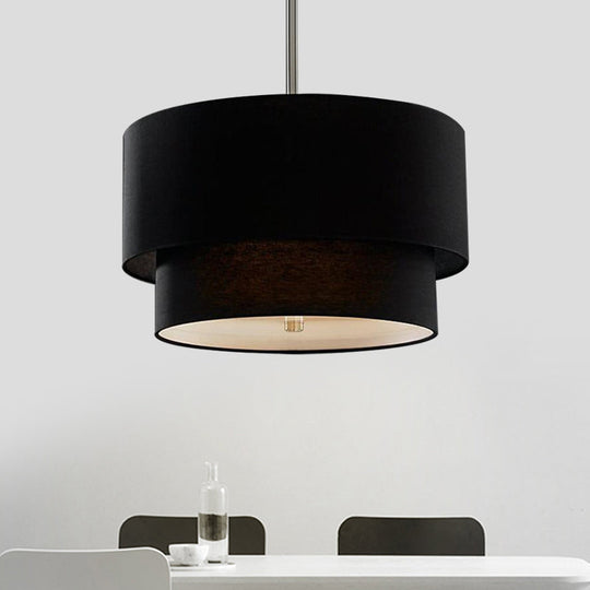 Traditional Layered Tier Chandelier - 3-Light Ceiling Light In Black/White/Flaxen 16/19.5/23.5 Wide