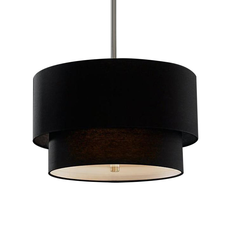 Traditional Layered Tier Chandelier - 3-Light Ceiling Light In Black/White/Flaxen 16/19.5/23.5 Wide