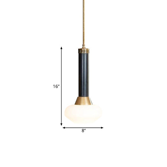 Modern Black Opal Frosted Glass Pendant Lamp - Torchlight Design Bedside Or Ceiling Pendulum Light