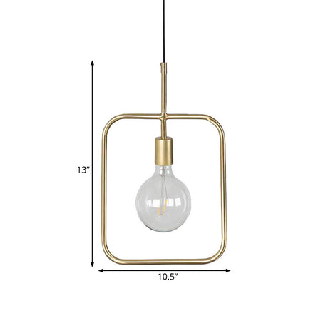 Contemporary Gold Metal Pendant Light With Exposed Bulb And Skeleton Design
