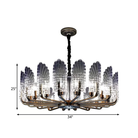 Contemporary Crystal And Metal Chandelier With Radial Lights In Brass Finish - 8/9/10 Lamps