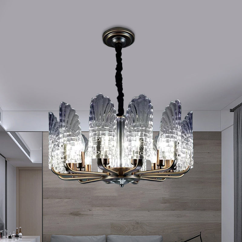 Contemporary Crystal And Metal Chandelier With Radial Lights In Brass Finish - 8/9/10 Lamps 12 /