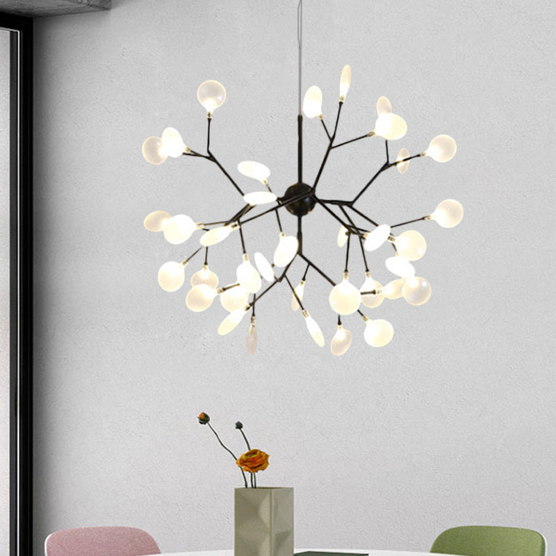 Modern Heracleum Chandelier With Opaline Glass 36/45/54 Heads Black/Gold 36 / Black